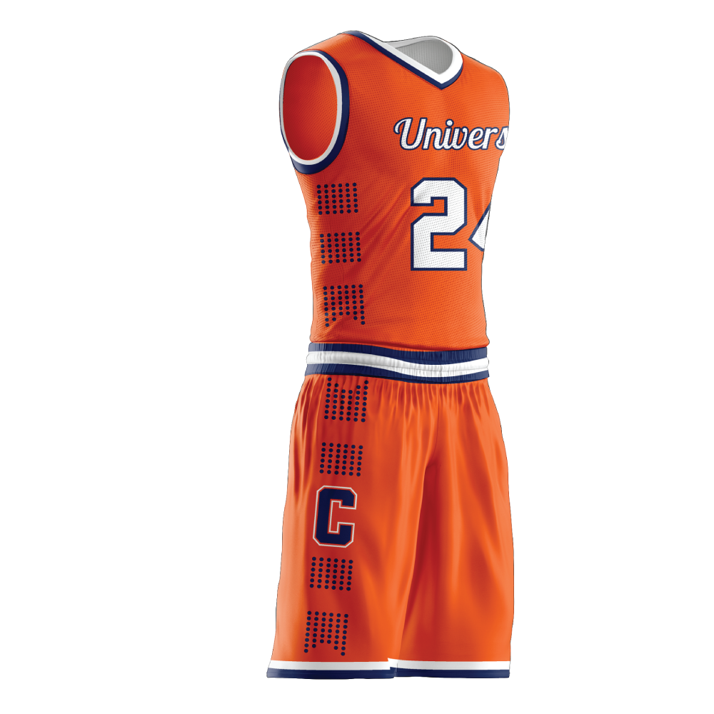 Basketball Uniform Design Side Panel Orange Blue - Nifer Sports